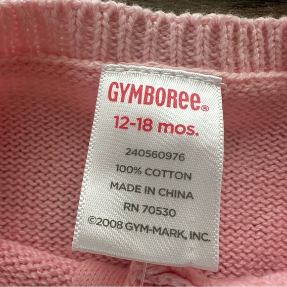 NWT Gymboree Pink Cardigan with Colorful Hearts 12-18 months 2008 Preppy New - Picture 2 of 3